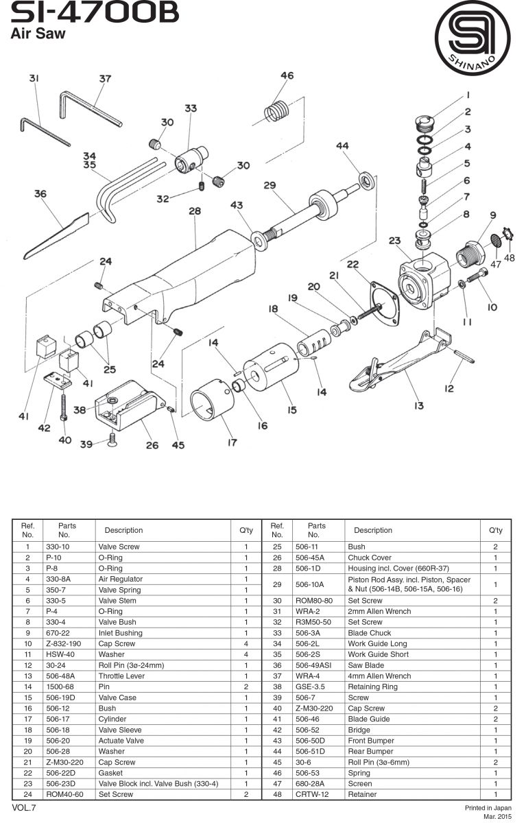 Máy cưa khí nén tốc độ cao Shinano SI-4700B