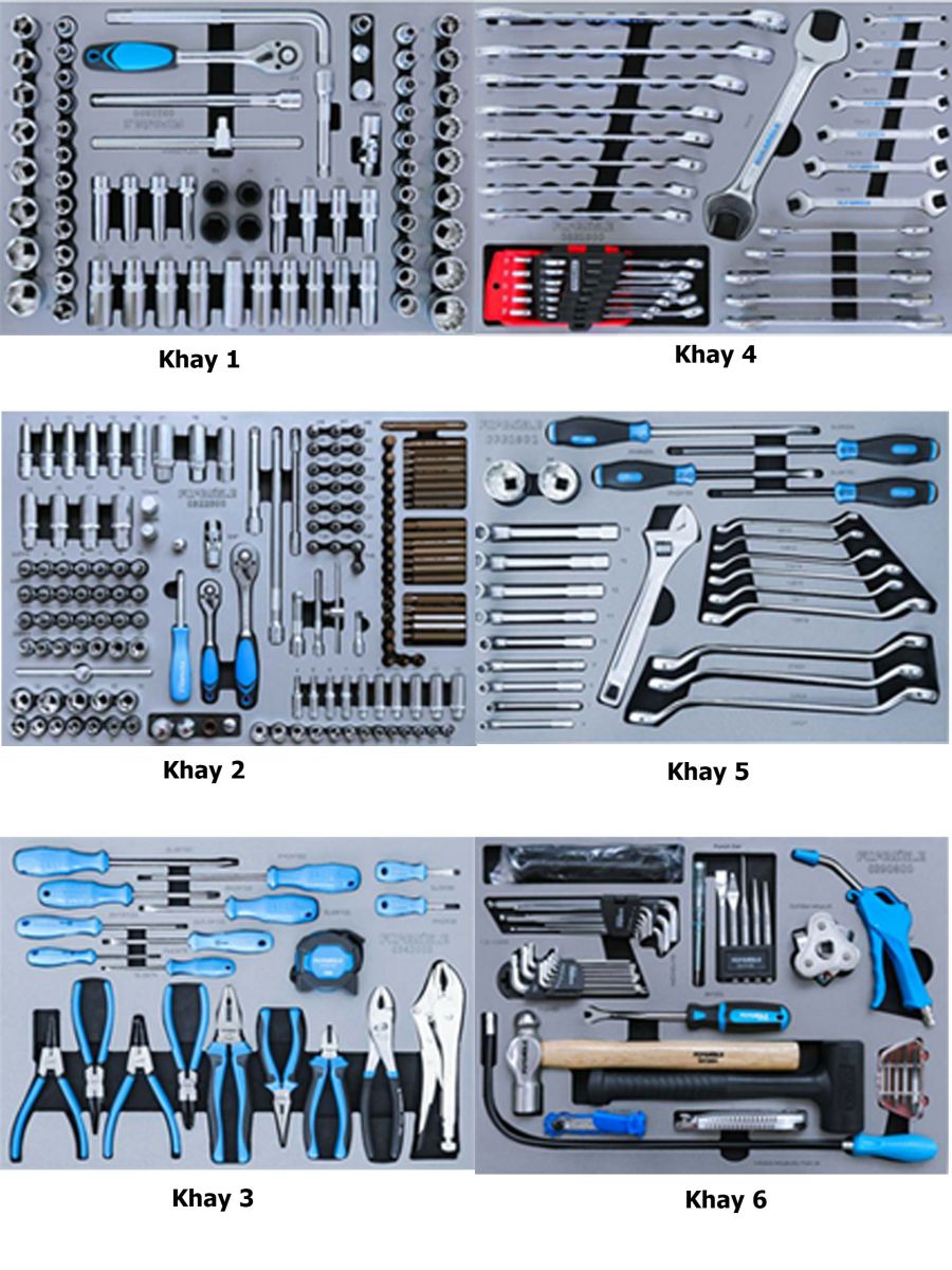 Bộ 6 khay cho tủ dụng cụ sửa chữa cơ khí ô tô 371pcs chi tiết  TMT06371