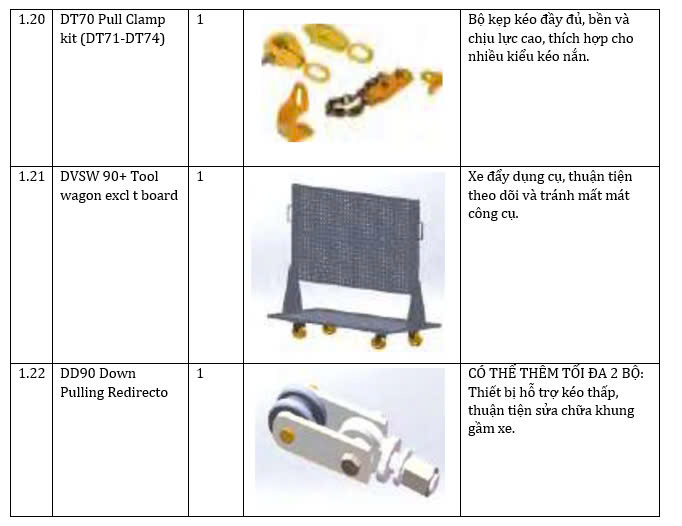 Thiết bị kéo nắn xe tai nạn và bộ phụ kiện tiêu chuẩn DOOCAR Techer 7