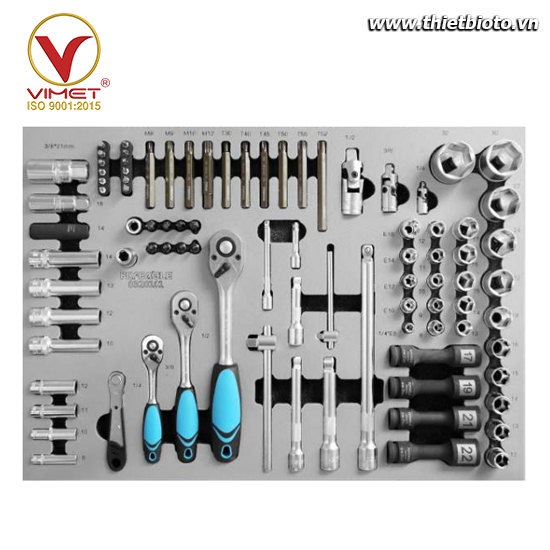 Khay dụng cụ đầu khẩu và tay lắc xiết 87 chi tiết 0320101