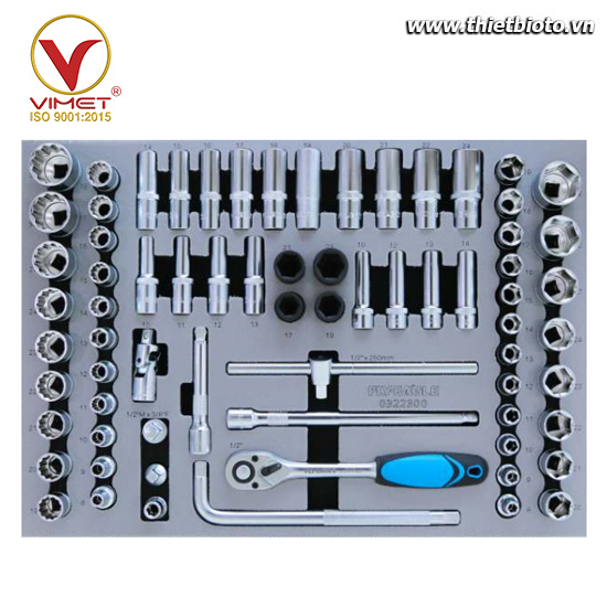 Bộ dụng cụ 71 chi tiết tay vặn và đầu khẩu 1/2