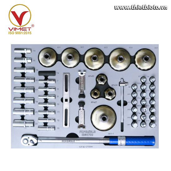 Bộ dụng cụ 50 chi tiết gồm cờ lê lực và đầu khẩu thay dầu 0380700