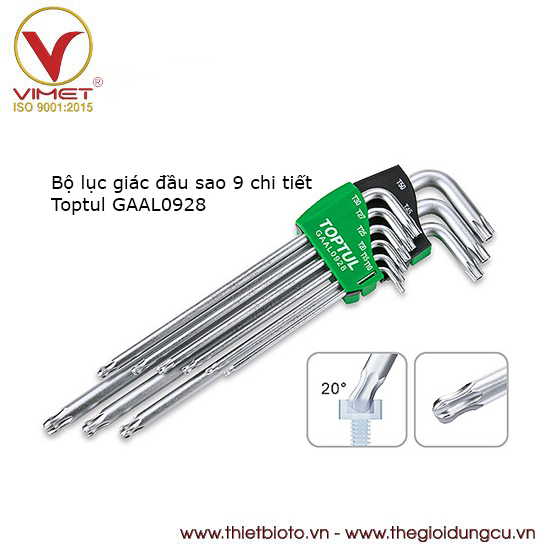 Bộ lục giác đầu sao 9pcs Toptul GAAL0928