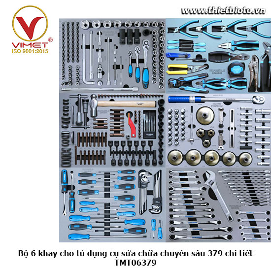Bộ 6 khay cho tủ dụng cụ sửa chữa chuyên sâu 379 chi tiết  VIMET TMT06379