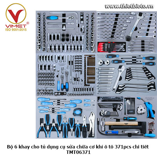 Bộ 6 khay cho tủ dụng cụ sửa chữa cơ khí ô tô 371pcs chi tiết  TMT06371