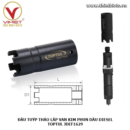 ĐẦU TUÝP THÁO LẮP VAN KIM PHUN DẦU DIESEL TOPTUL JDEF1629