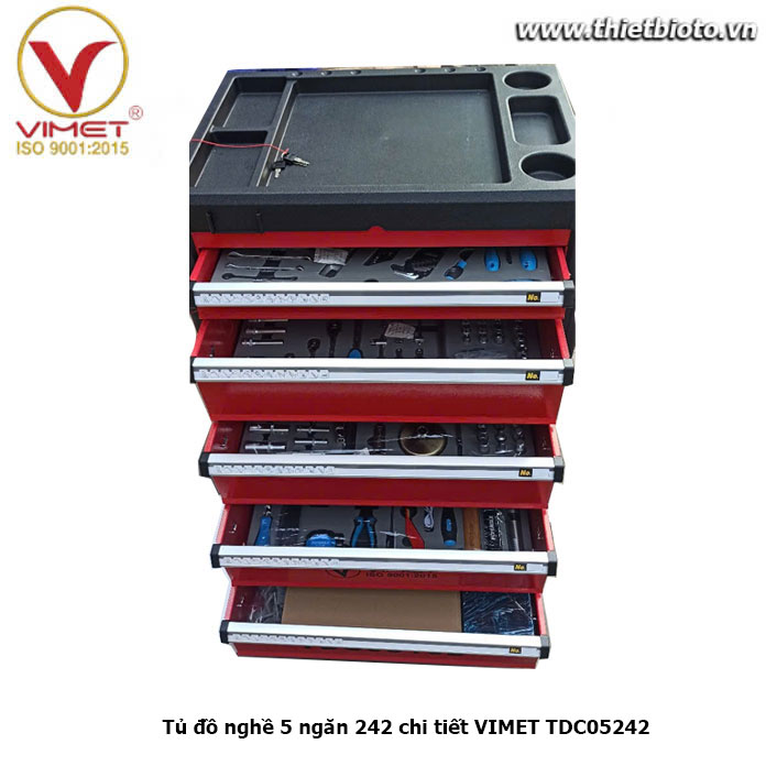 Tủ đồ nghề 5 ngăn 242 chi tiết VIMET TDC05242